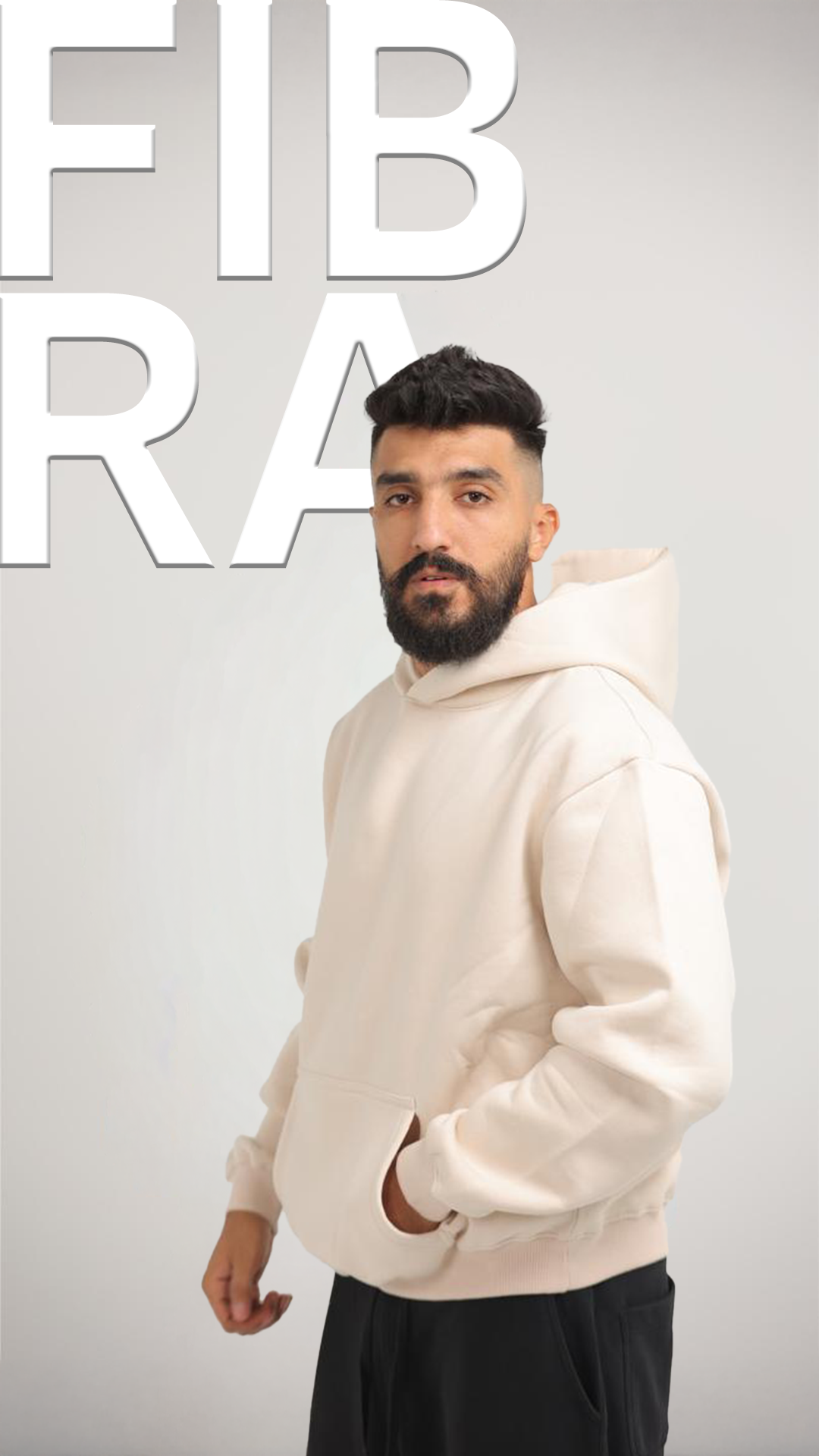 Cream Beige Over Size Hoodie