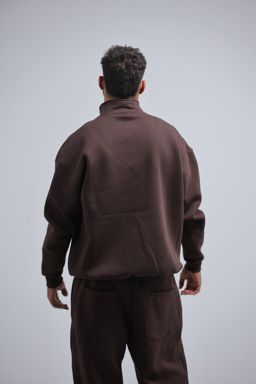 Brown Quarter Zip Winter Set