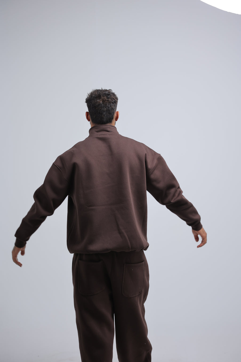 Brown Quarter Zip Winter Set