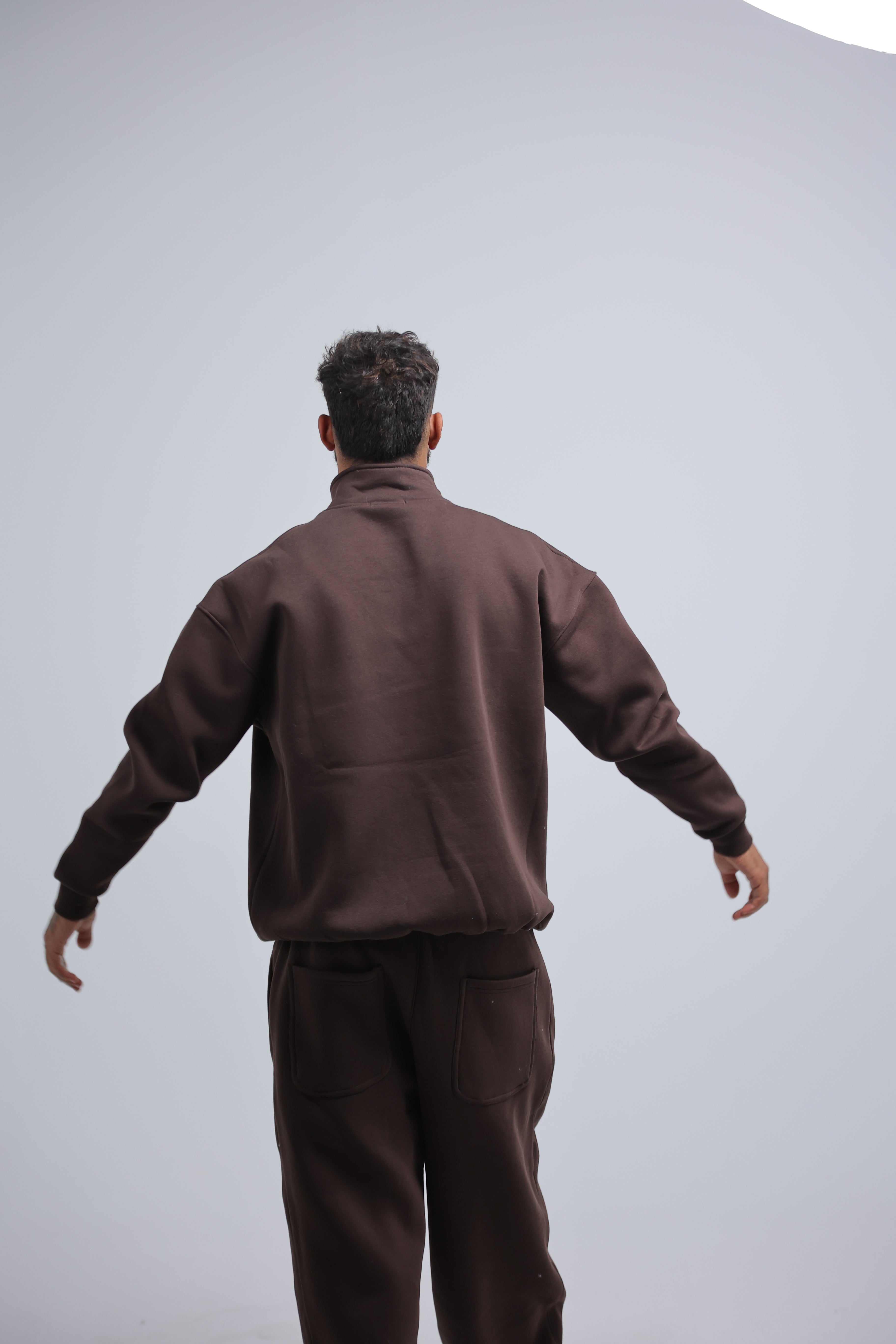 Brown Quarter Zip Winter Set