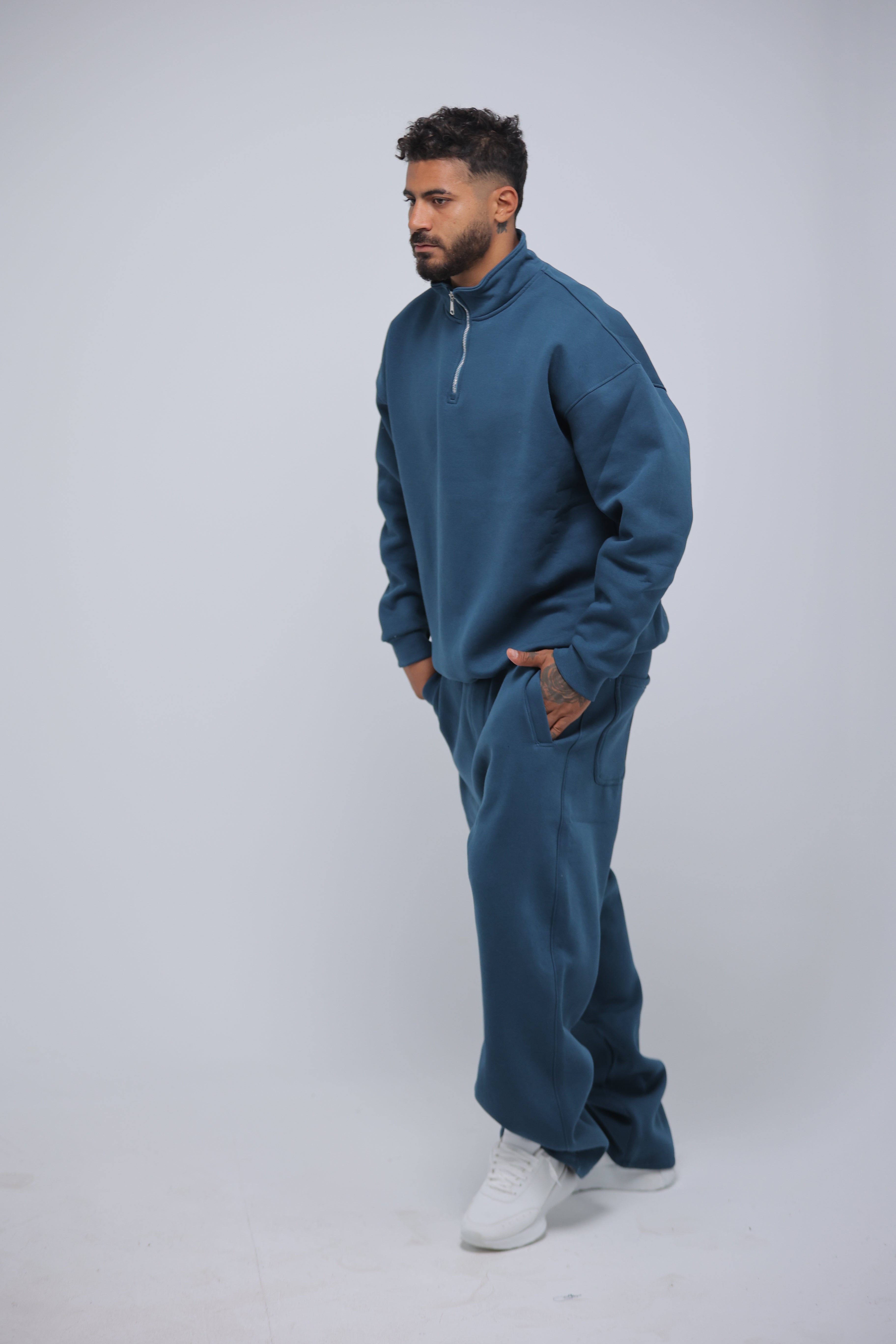 Petrol Blue Quarter Zip Winter Set