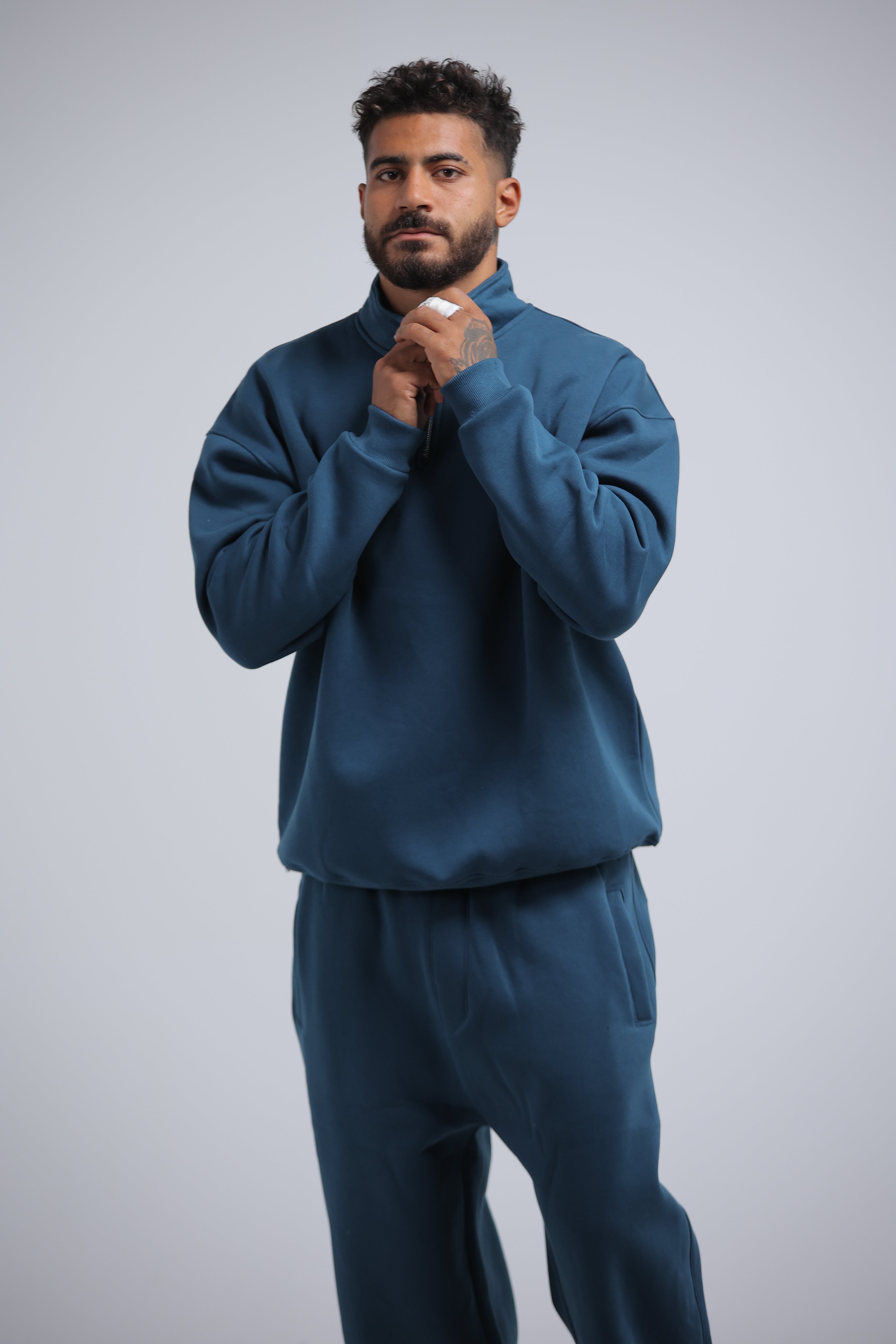Petrol Blue Quarter Zip Winter Set