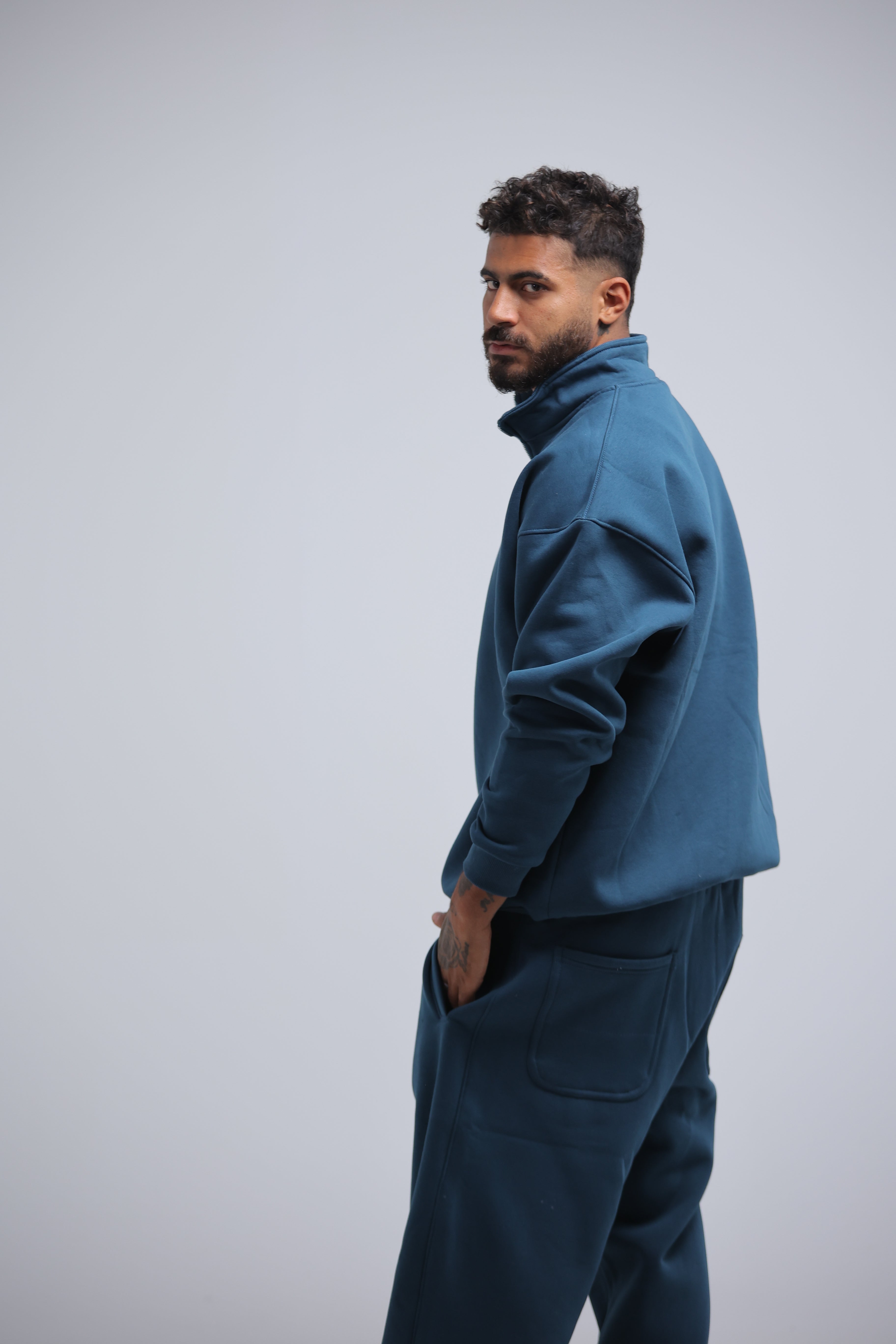 Petrol Blue Quarter Zip Winter Set