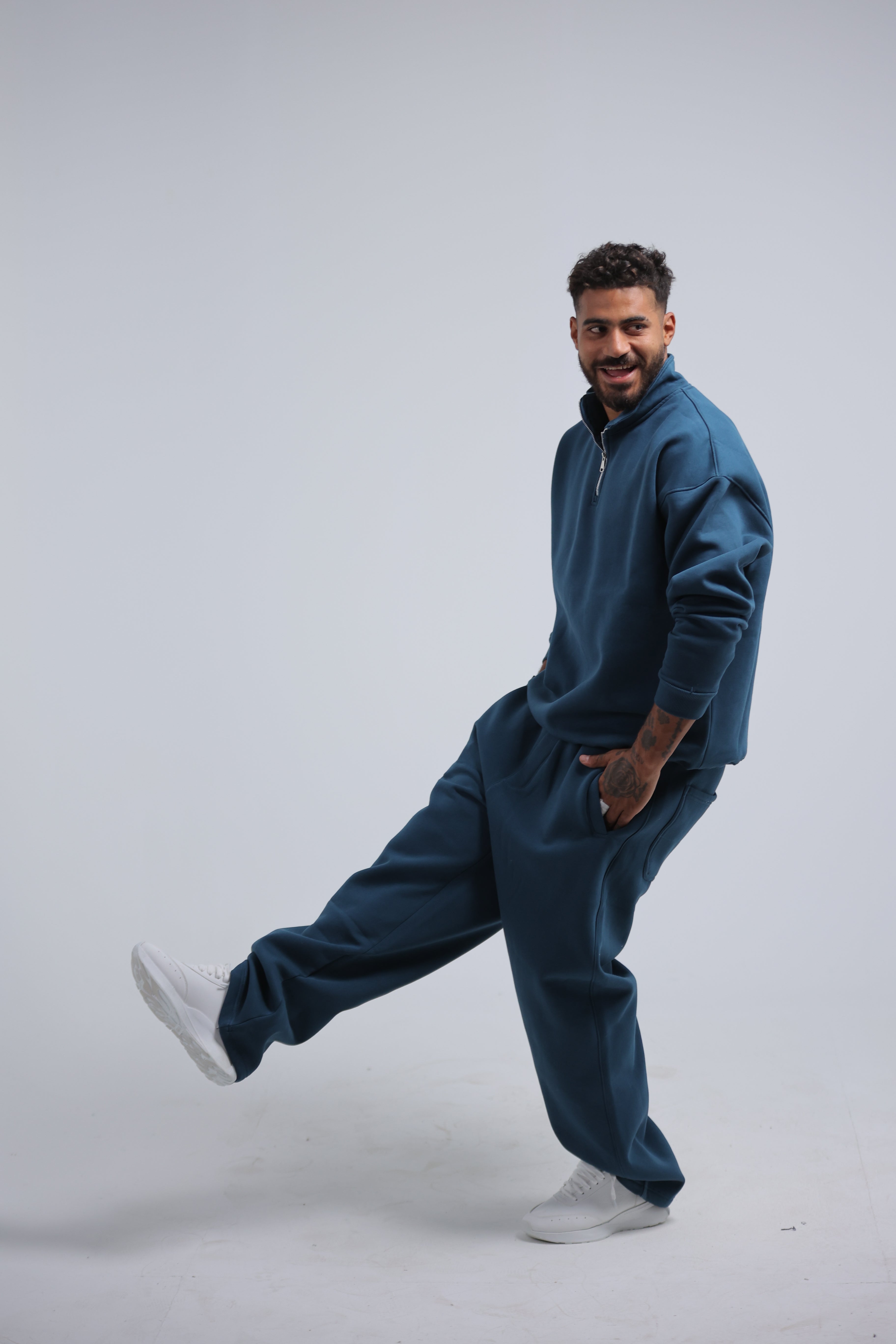 Petrol Blue Quarter Zip Winter Set