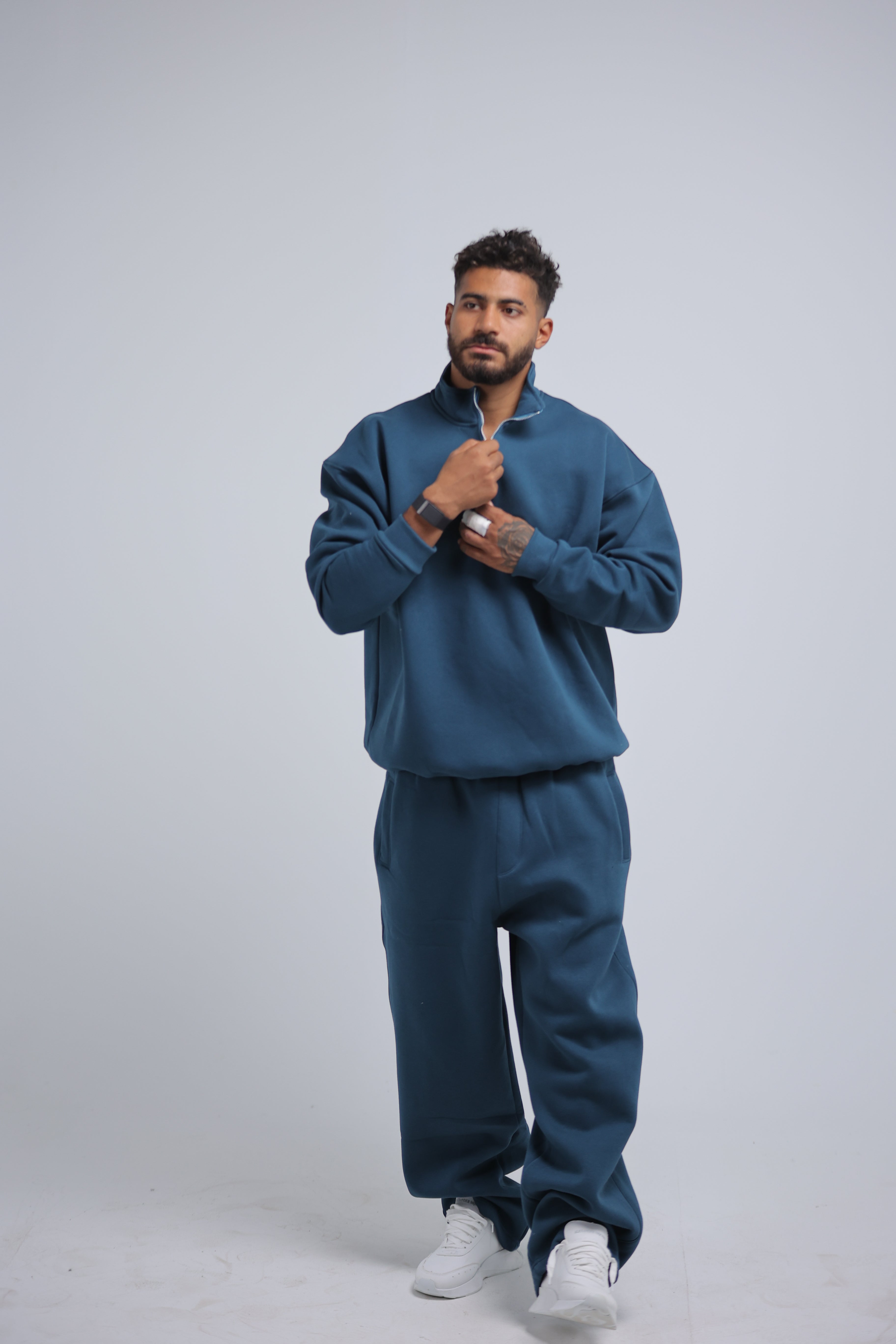Petrol Blue Quarter Zip Winter Set