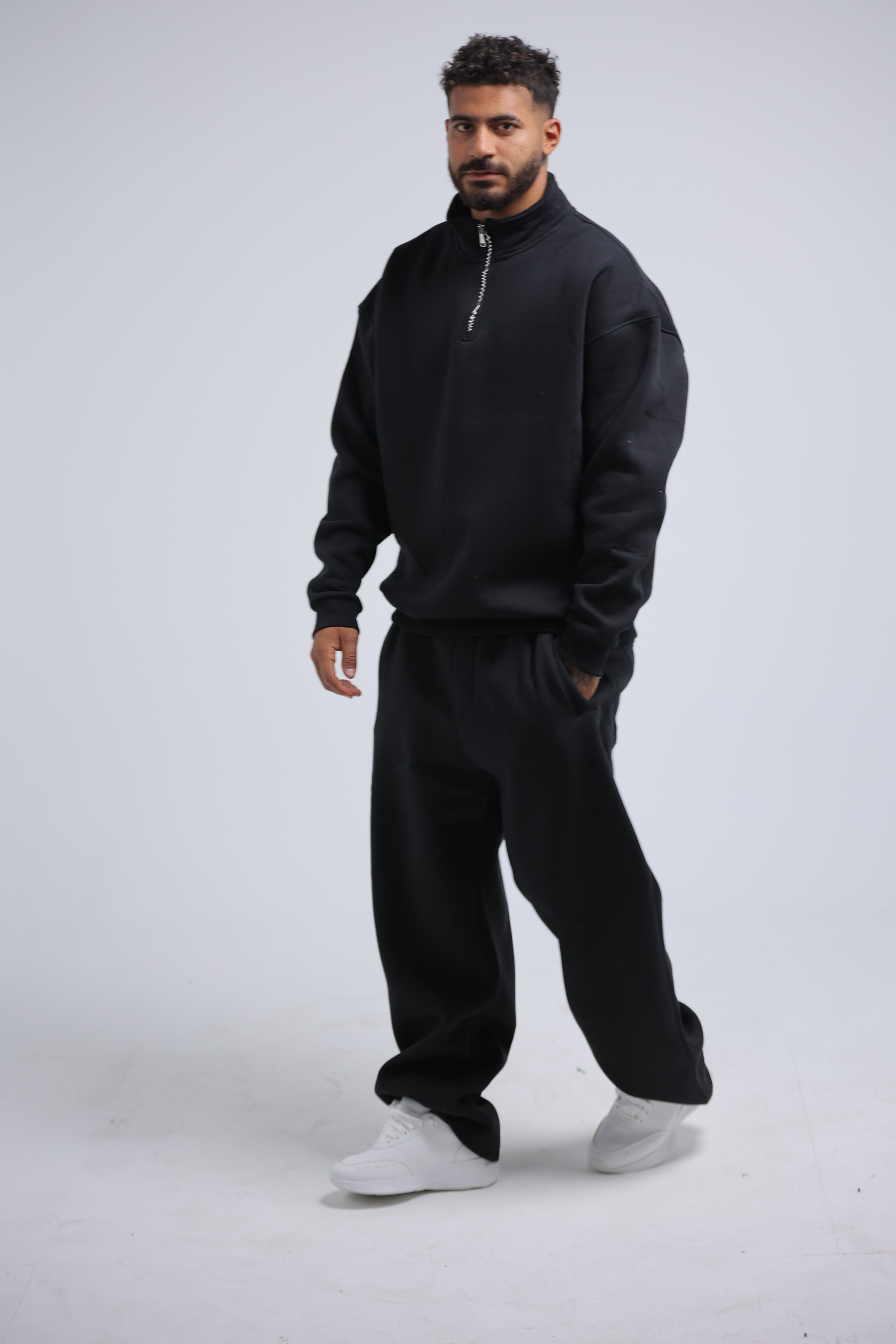 Black Quarter Zip Winter Set