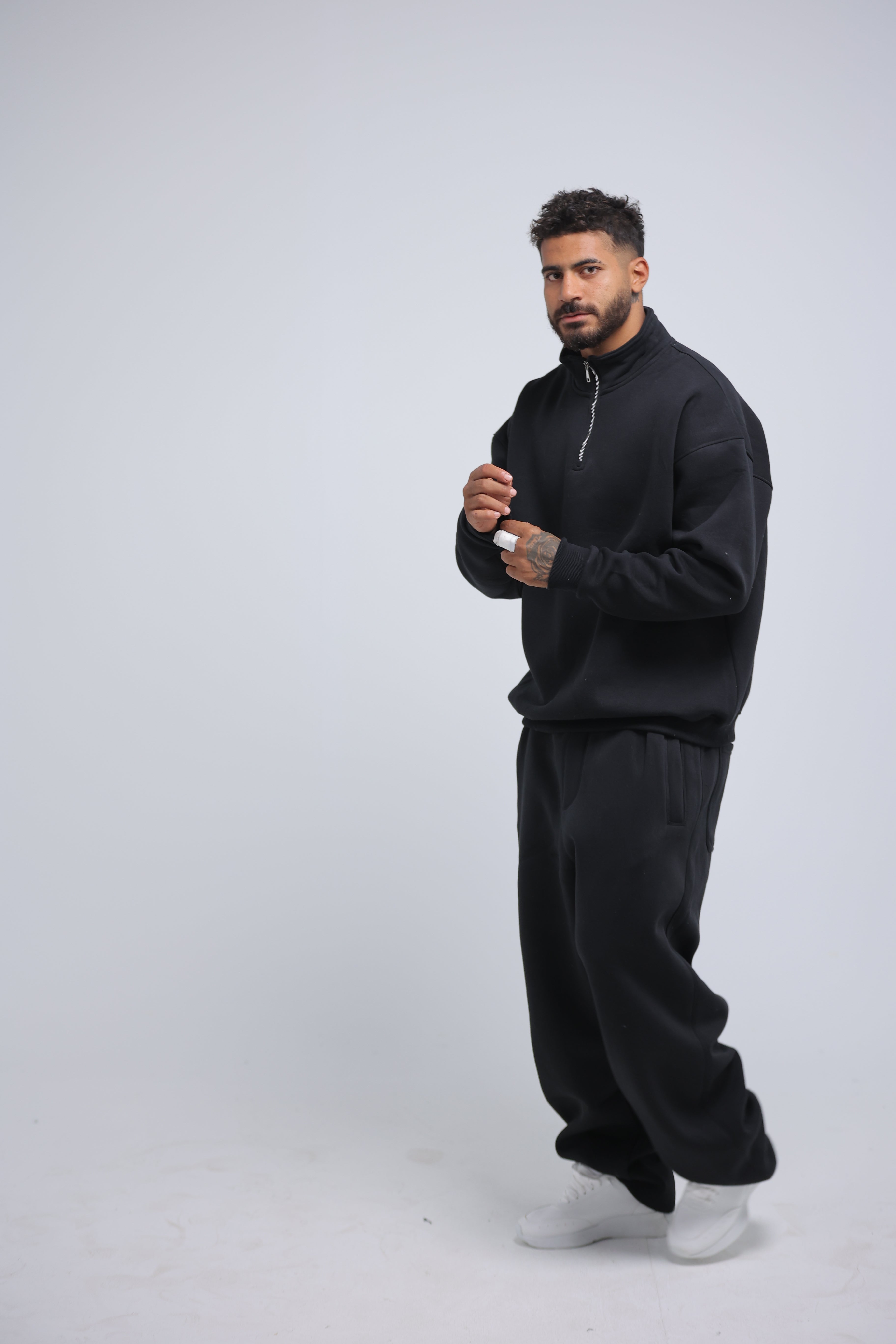 Black Quarter Zip Winter Set
