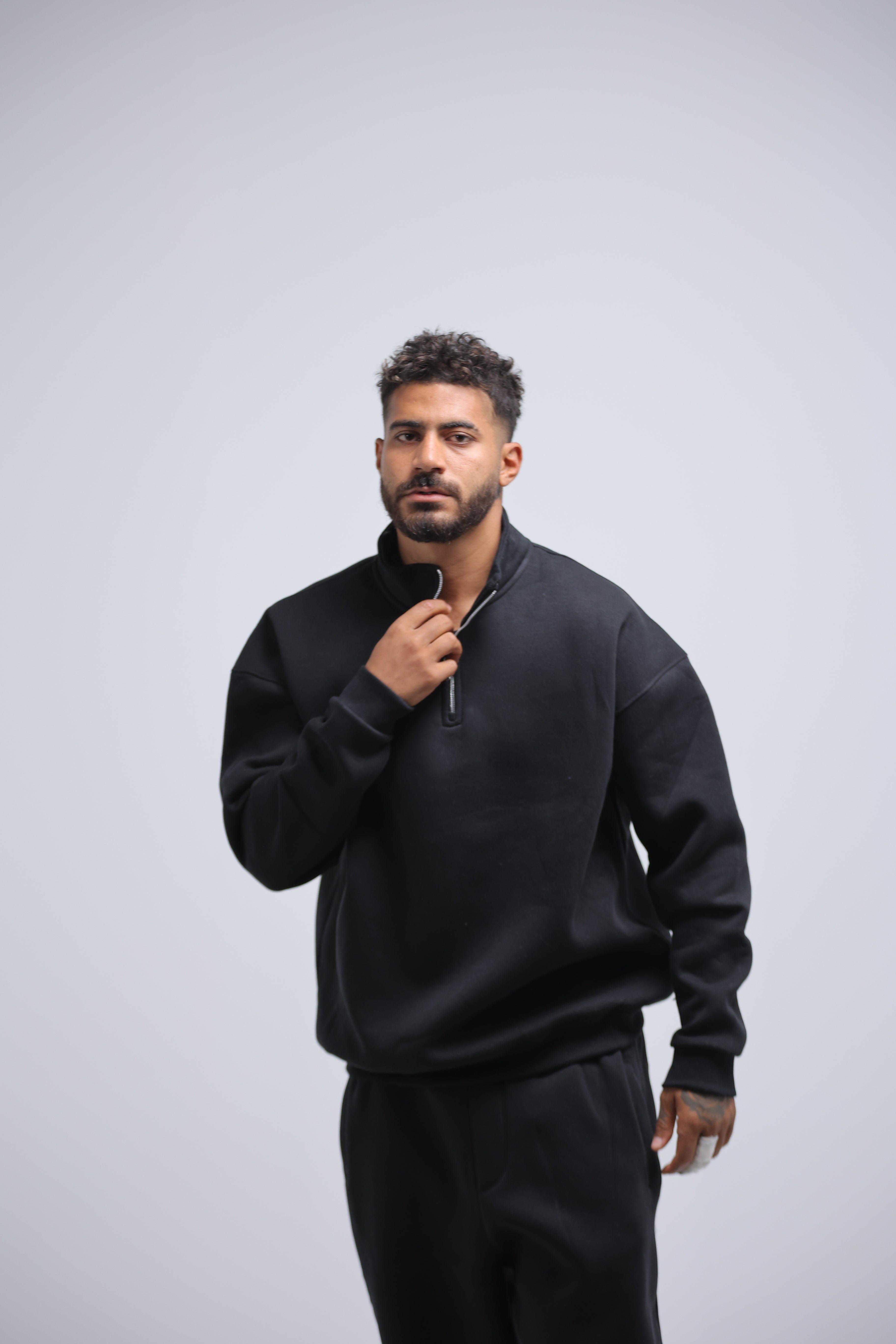 Black Quarter Zip Winter Set