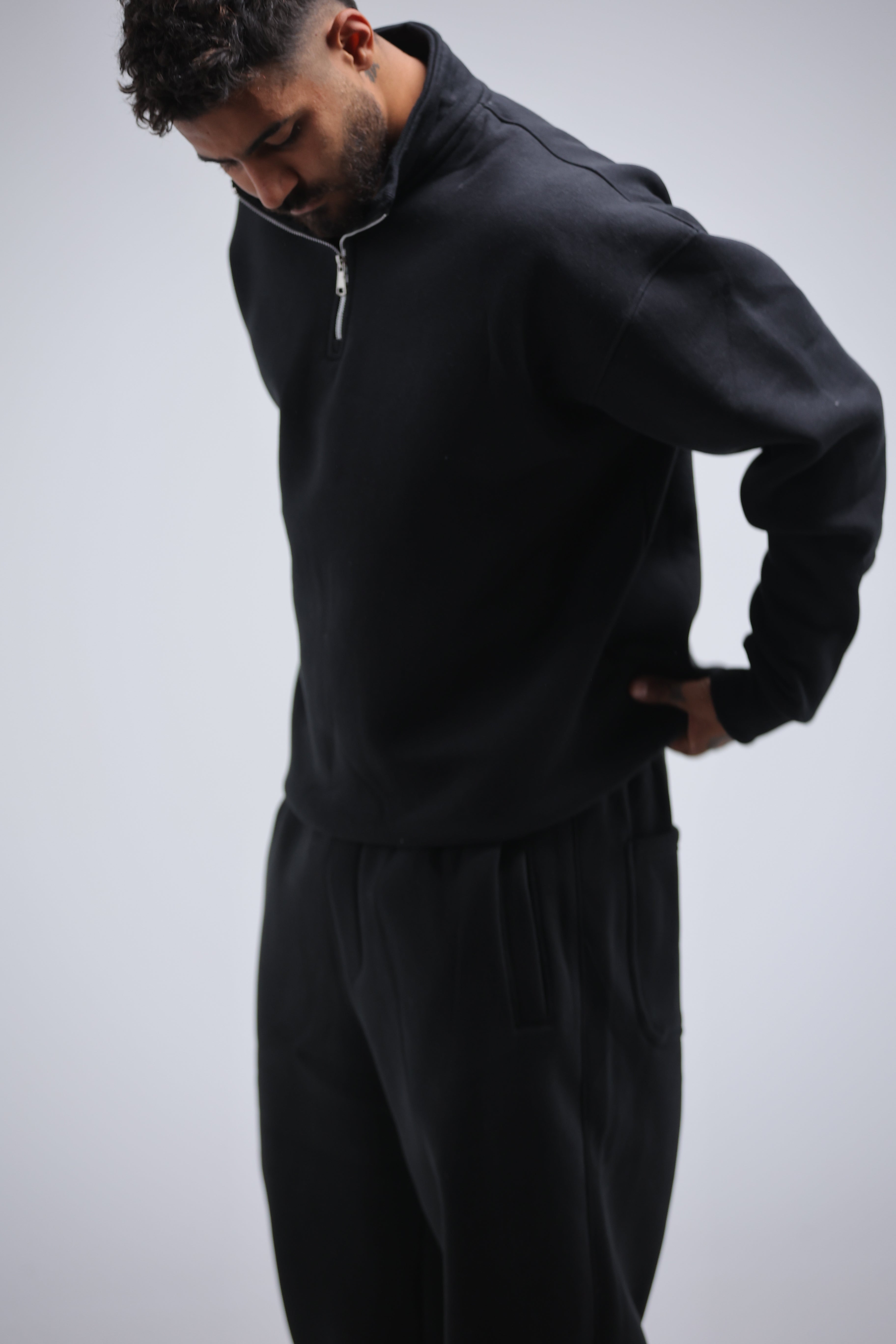 Black Quarter Zip Winter Set